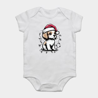 Adorable Dog Christmas Lights Santa Hat Baby Bodysuit